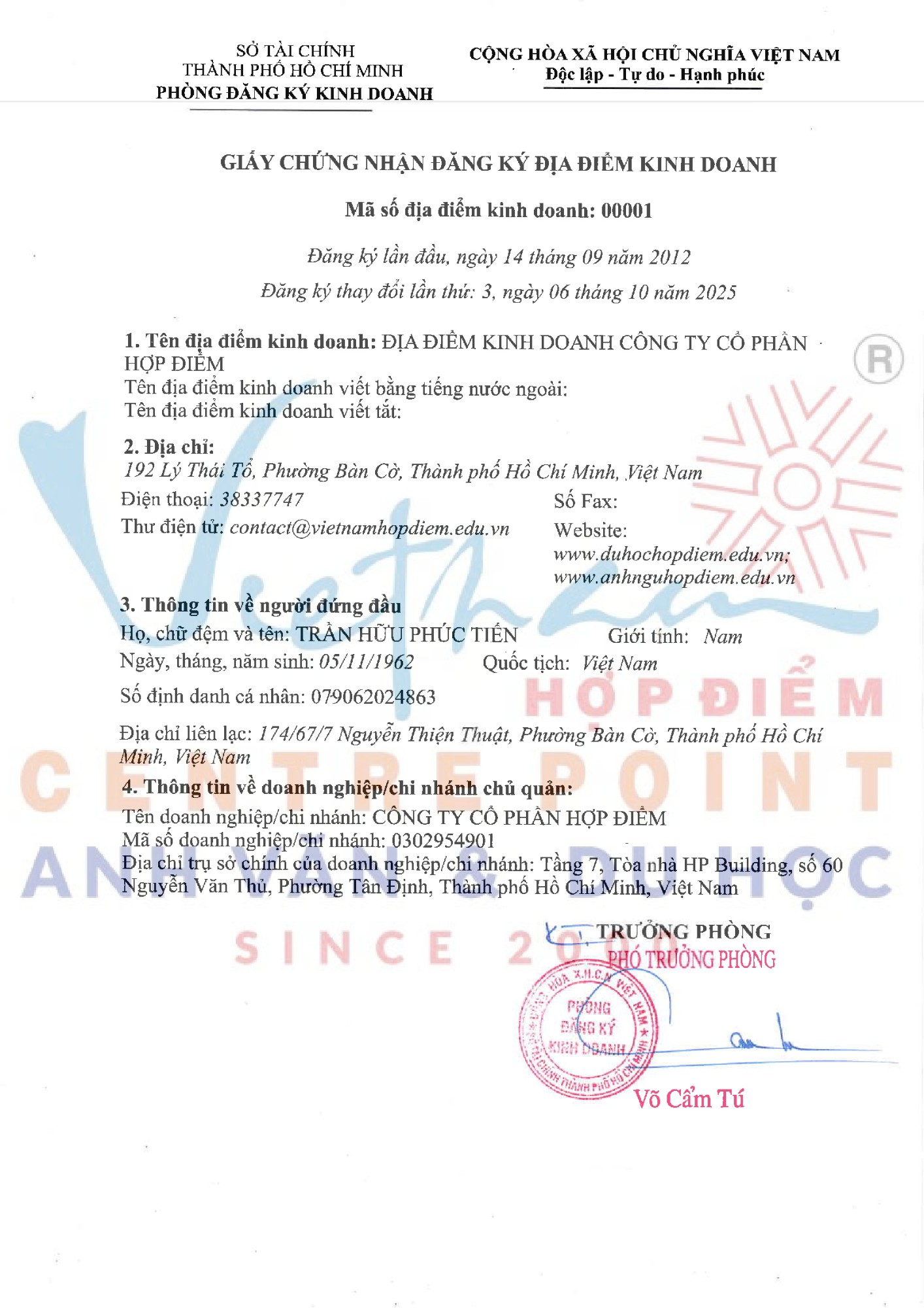 Giấy phép đăng ký địa điểm kinh doanh