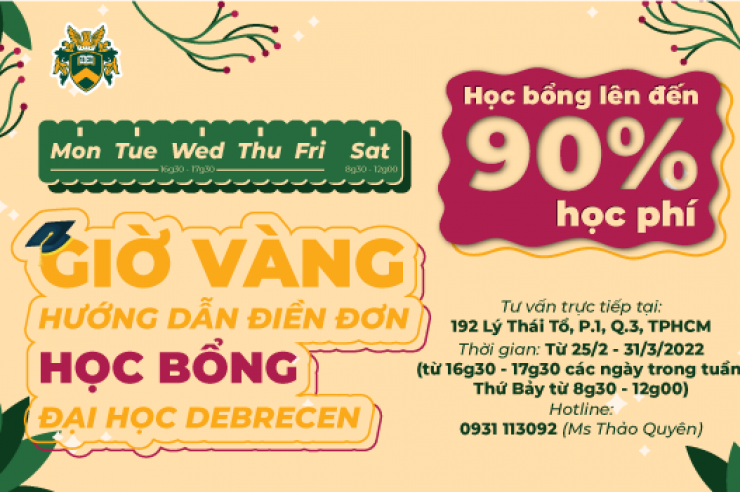 GIỜ VÀNG HƯỚNG DẪN ĐIỀN ĐƠN HỌC BỔNG ĐẠI HỌC DEBRECEN