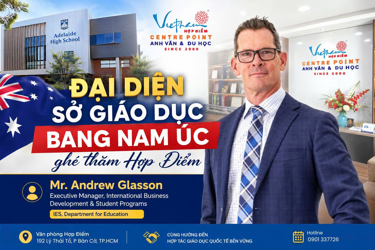Hợp Điểm đón tiếp Mr. Andrew Glasson - Đại diện Sở Giáo dục Nam Úc