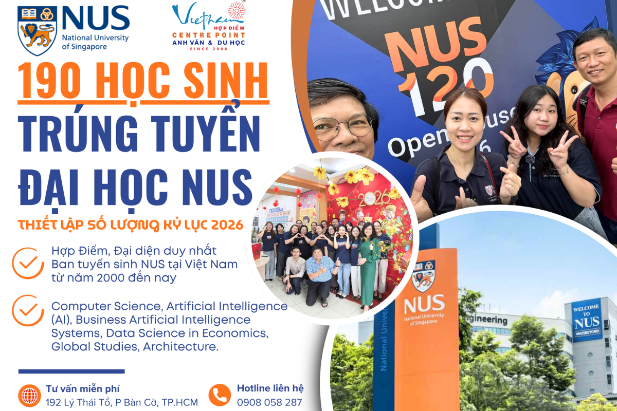 190 học sinh Việt Nam trúng tuyển NUS