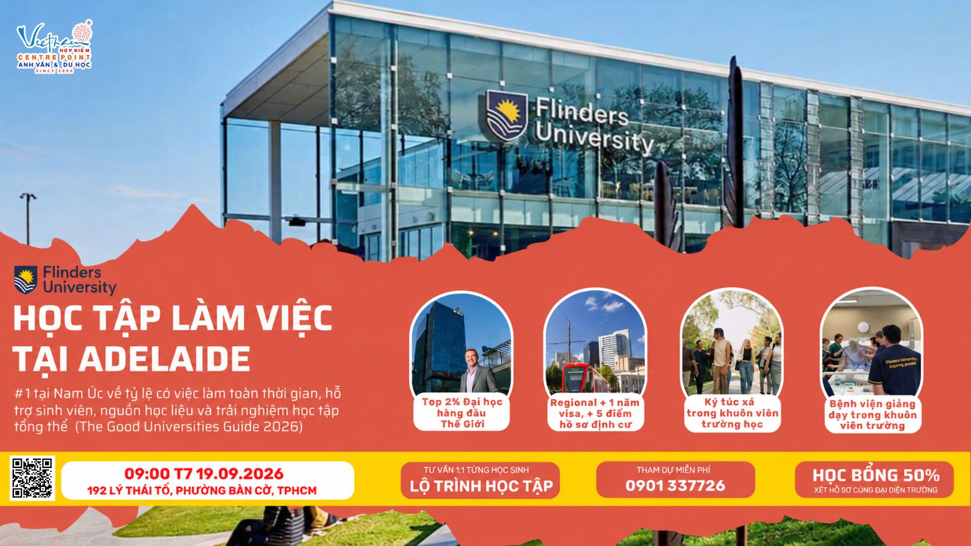 Sự kiện 19/09: Du học Flinders University học bổng lên đến 50% tại Adelaide