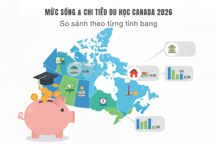Mức sống & Chi tiêu du học Canada 2026: So sánh theo từng tỉnh bang